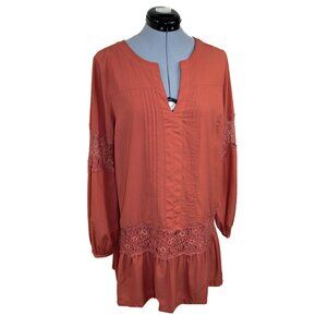 Abercrombie & Fitch Large Orange Mini Dress Boho Lace Drop Waist Spring
